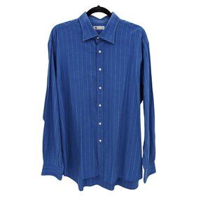 Truzzi Milano Italy Button Up Shirt Men Size 18/46 Striped Preppy Office Career